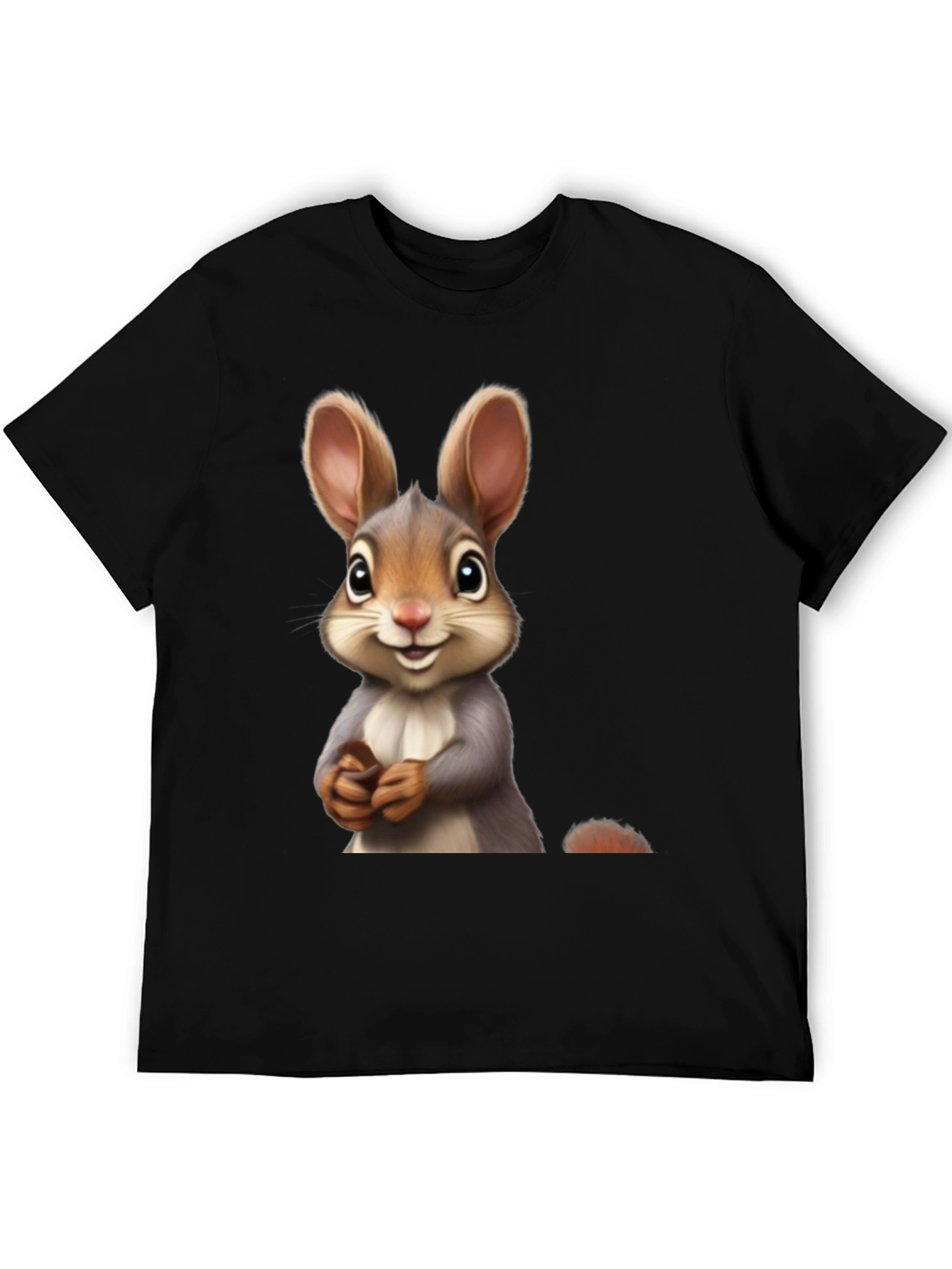 Cute Bunny Graphic Black T-Shirt