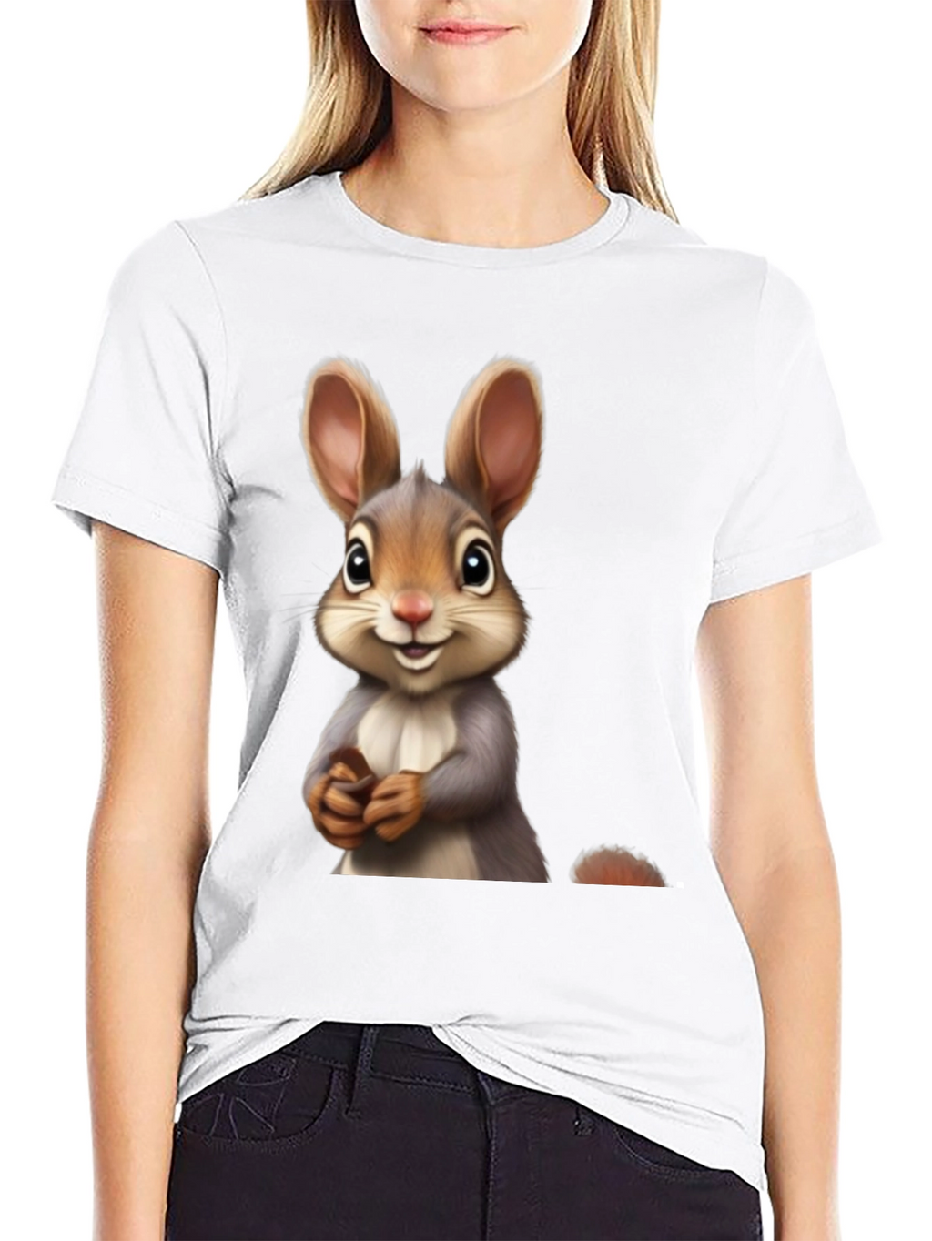 Cute Bunny Graphic Black T-Shirt