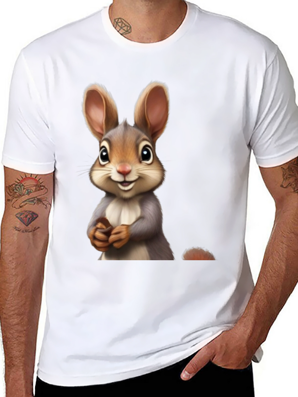 Cute Bunny Graphic Black T-Shirt