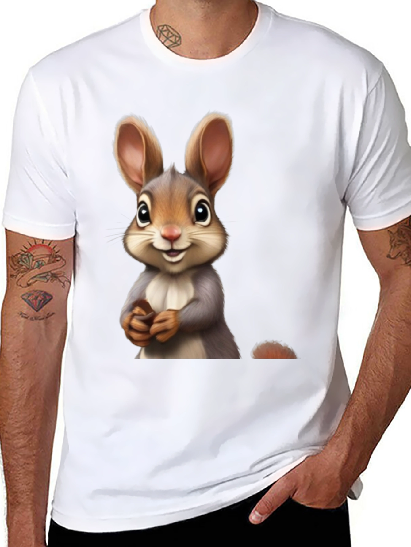 Cute Bunny Graphic Black T-Shirt