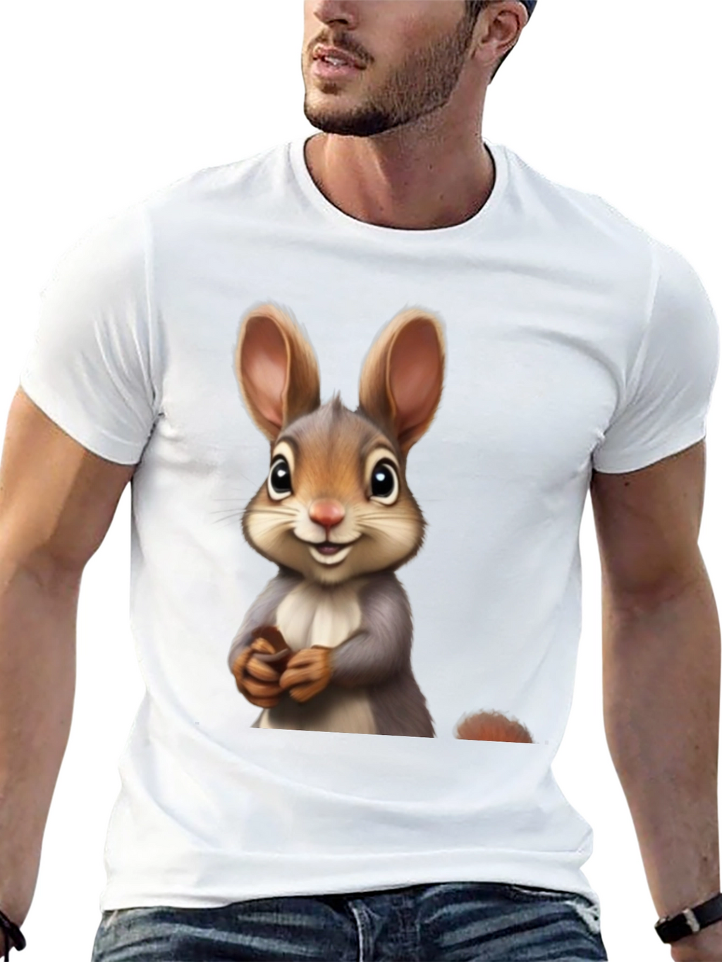 Cute Bunny Graphic Black T-Shirt