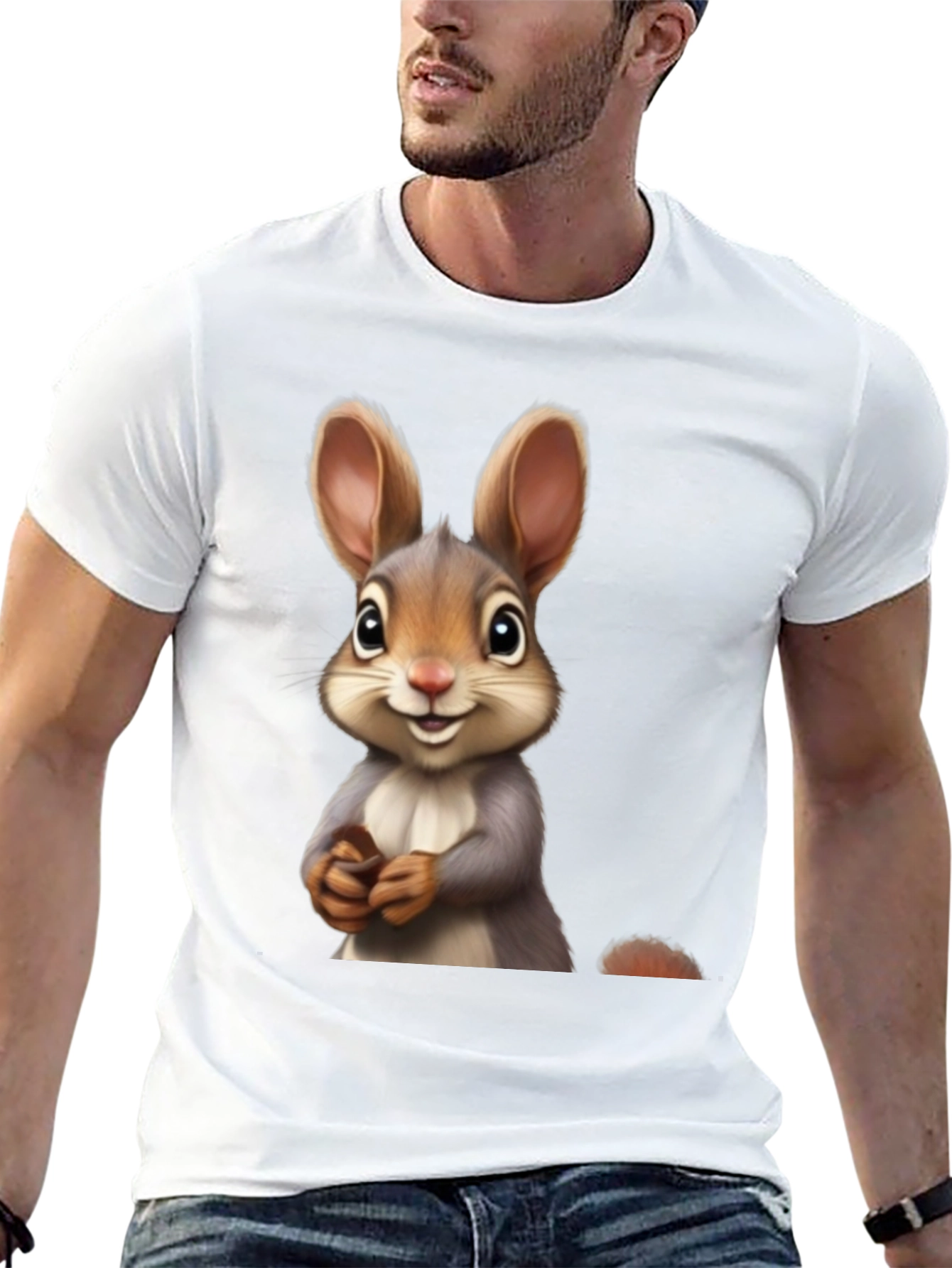 Cute Bunny Graphic Black T-Shirt