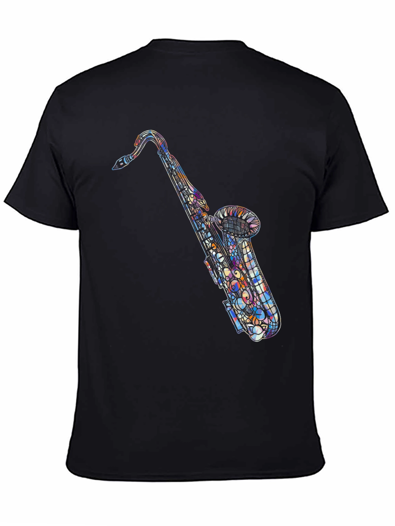 Abstract Saxophone Graphic Tee - Black