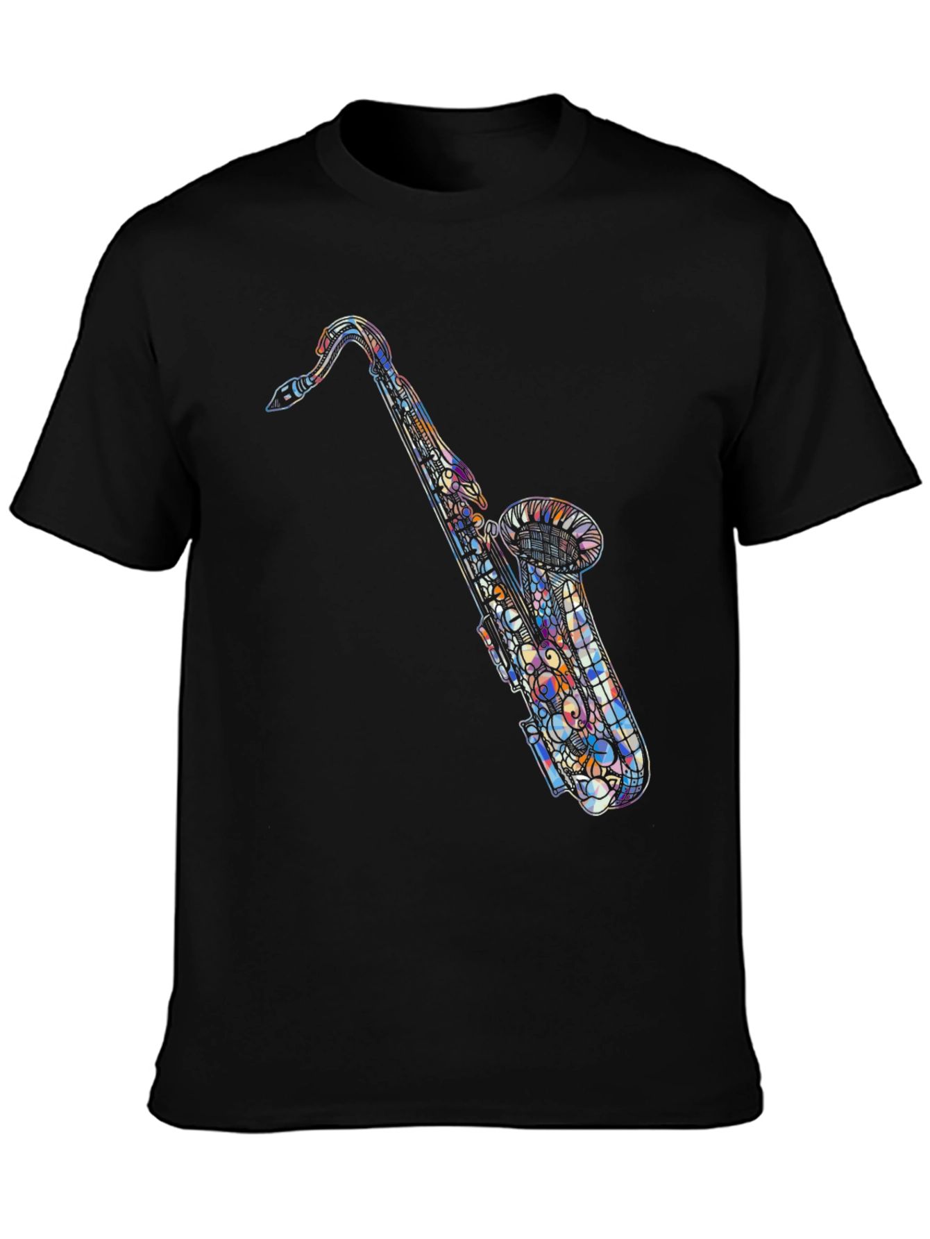 Abstract Saxophone Graphic Tee - Black