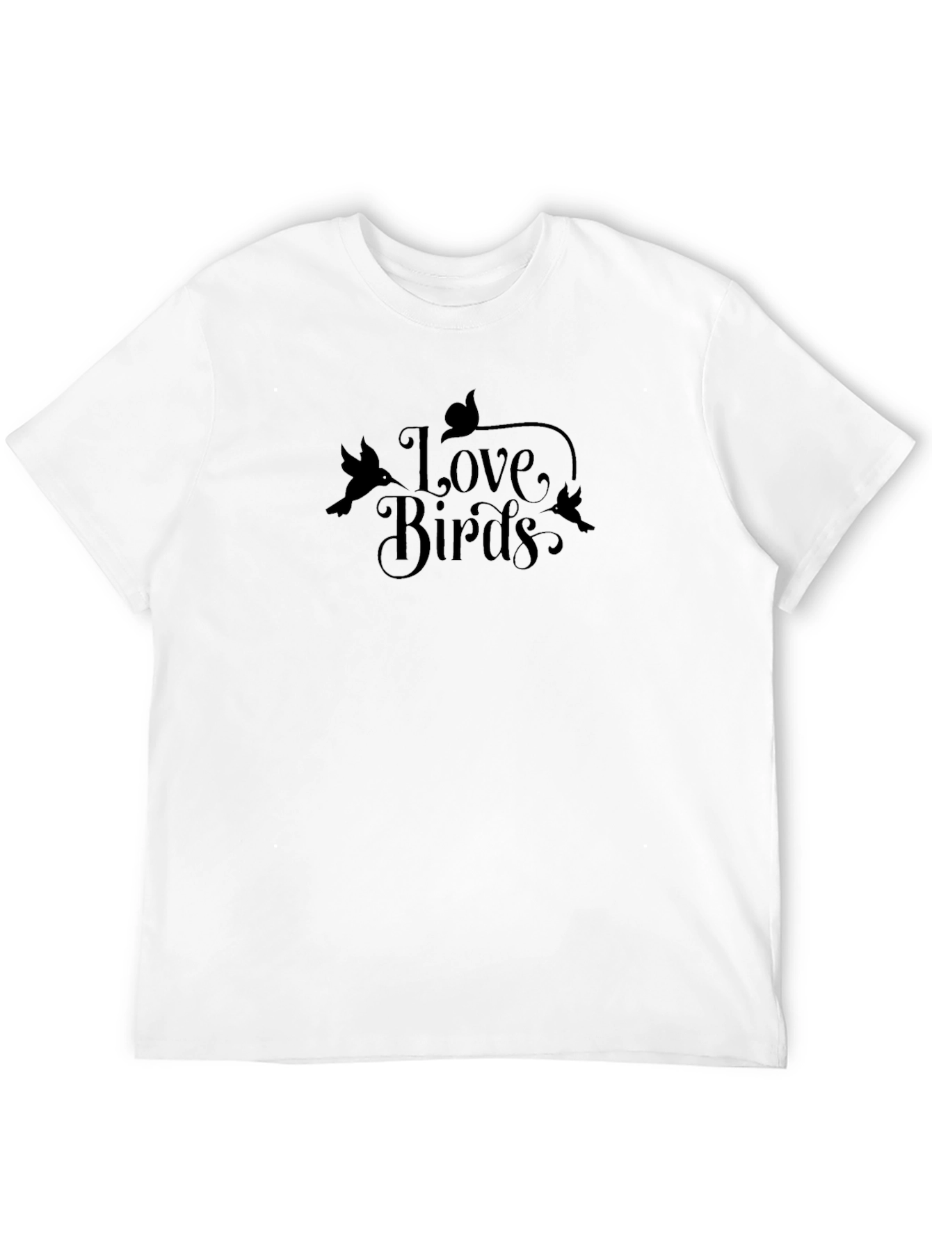 Love Birds Graphic Tee - Soft Black Cotton T-Shirt