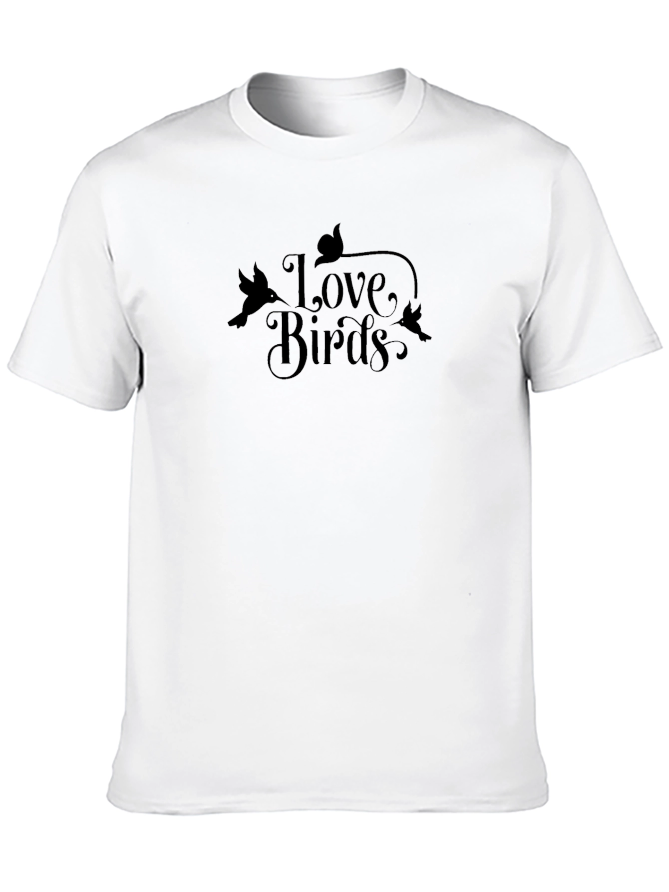 Love Birds Graphic Tee - Soft Black Cotton T-Shirt