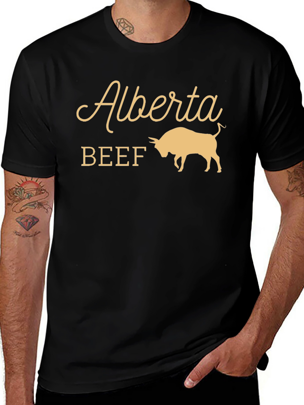 Alberta Beef Graphic Tee - Black Cotton T-Shirt