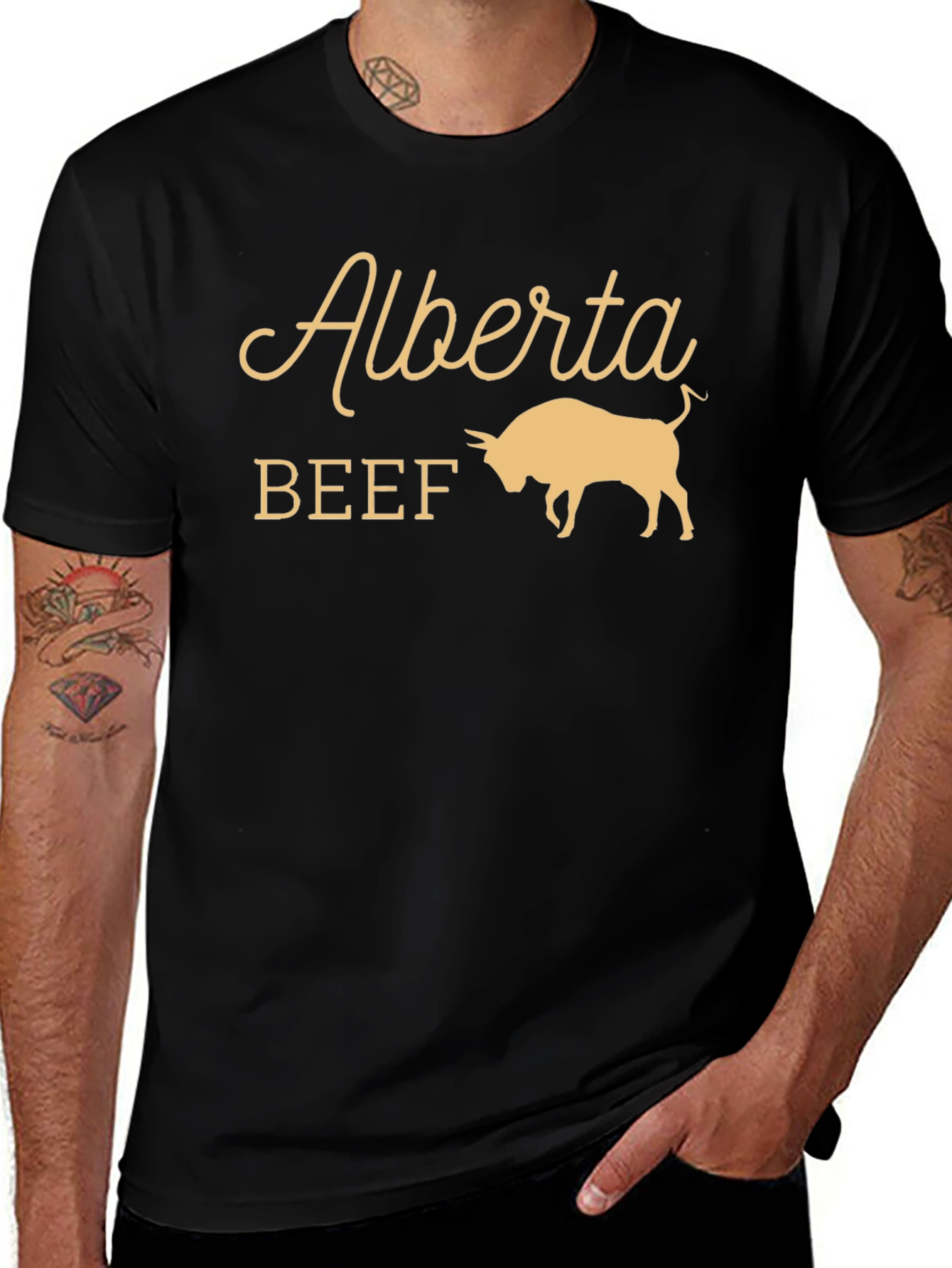 Alberta Beef Graphic Tee - Black Cotton T-Shirt