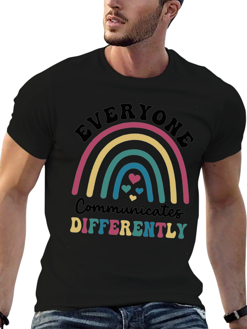 Everyone Communicates Differently Rainbow T-Shirt