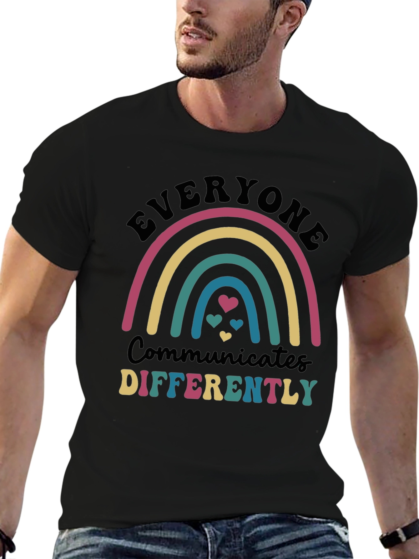 Everyone Communicates Differently Rainbow T-Shirt