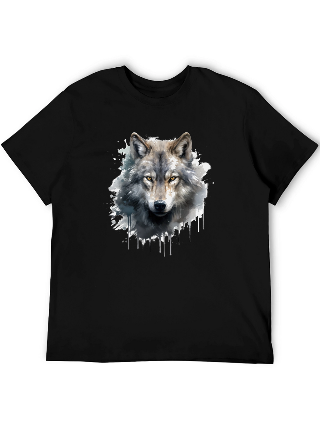 Wolf Graphic Print Black T-Shirt