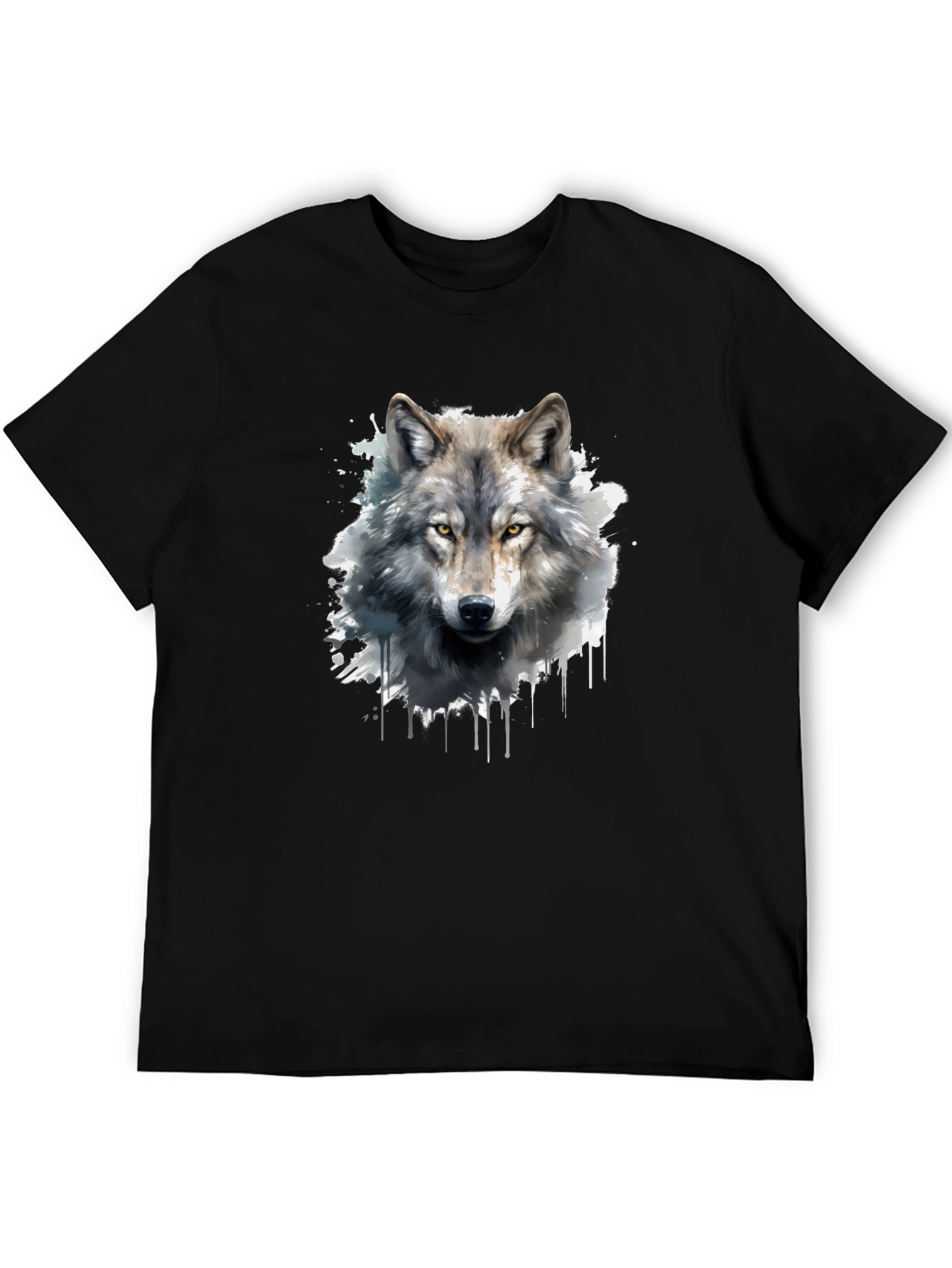 Wolf Graphic Print Black T-Shirt