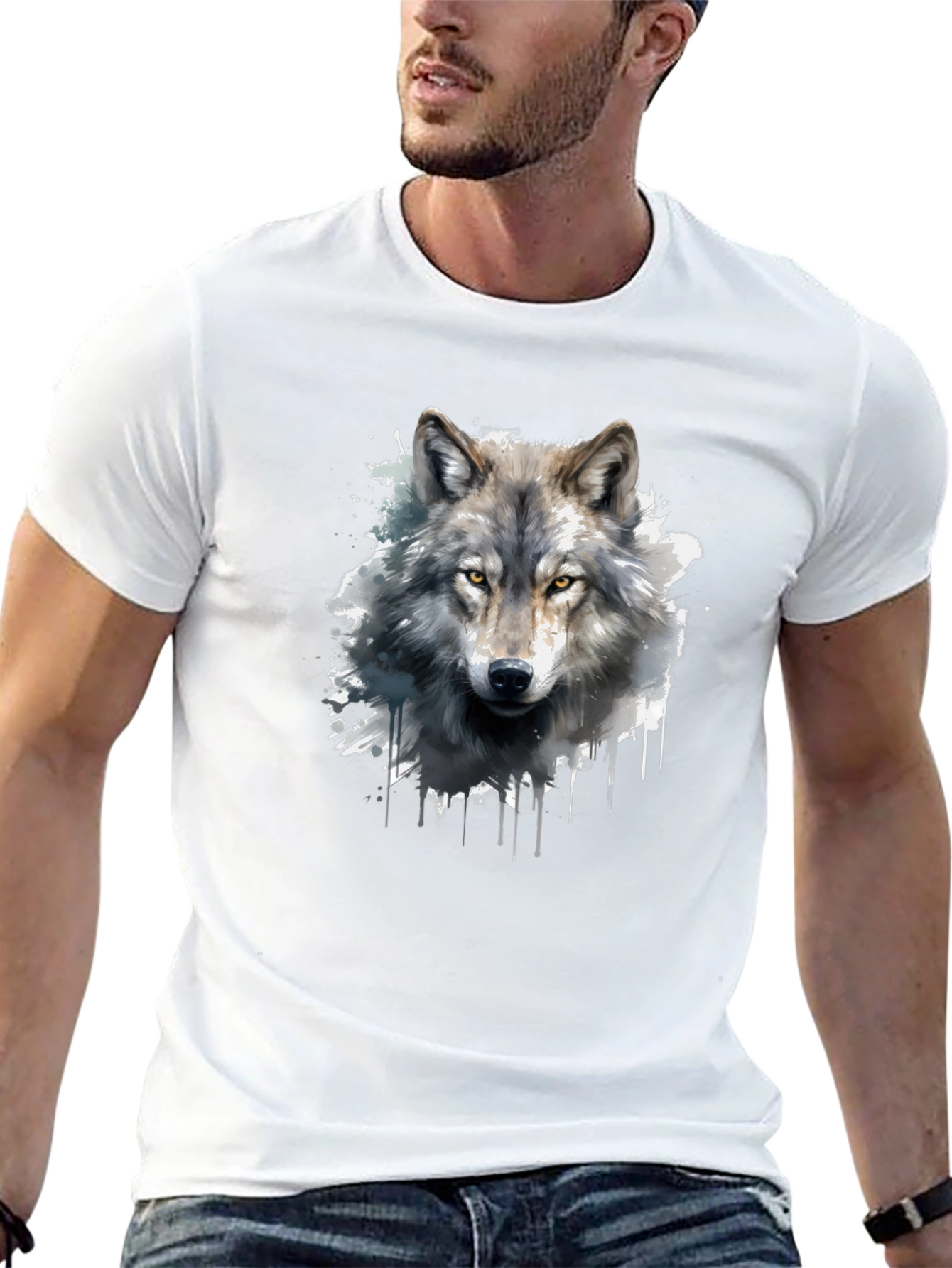 Wolf Graphic Print Black T-Shirt