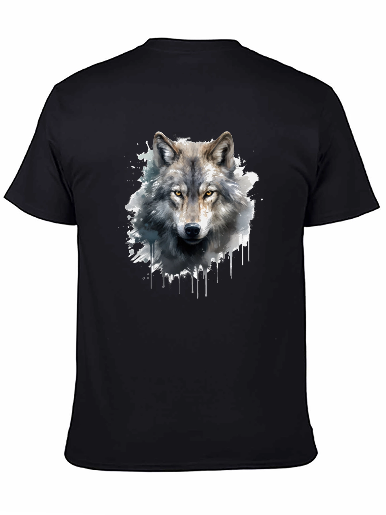 Wolf Graphic Print Black T-Shirt