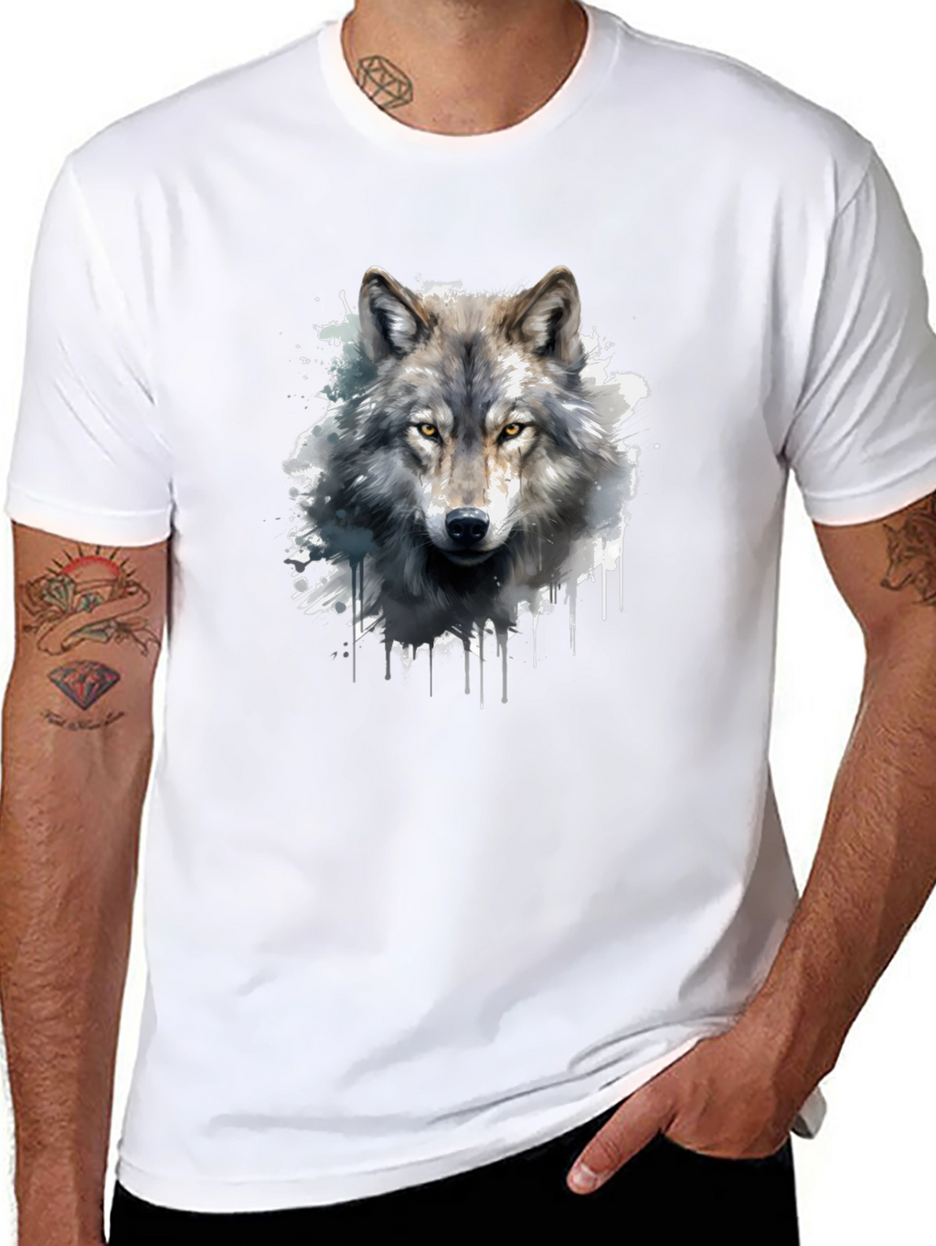 Wolf Graphic Print Black T-Shirt