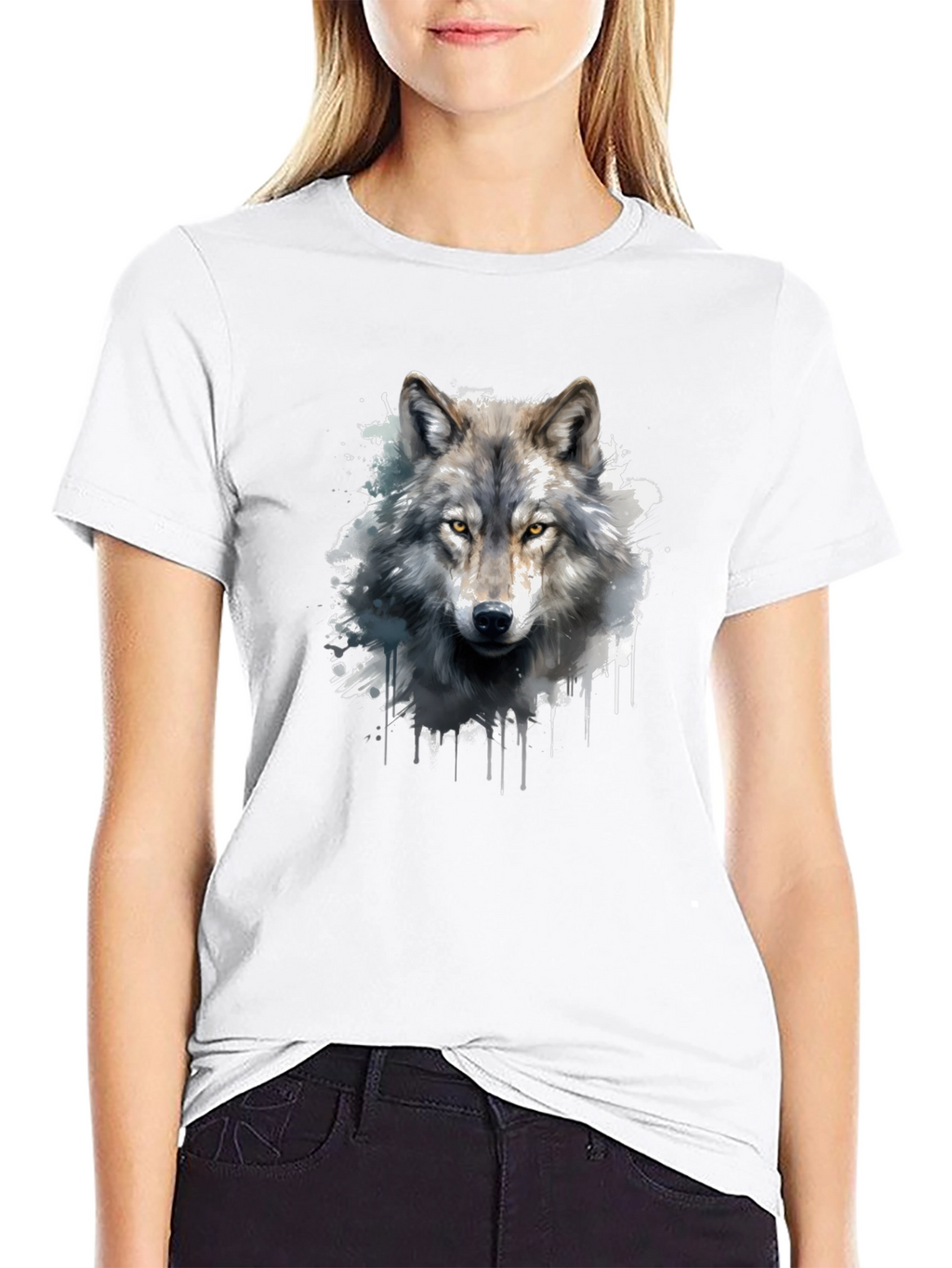 Wolf Graphic Print Black T-Shirt