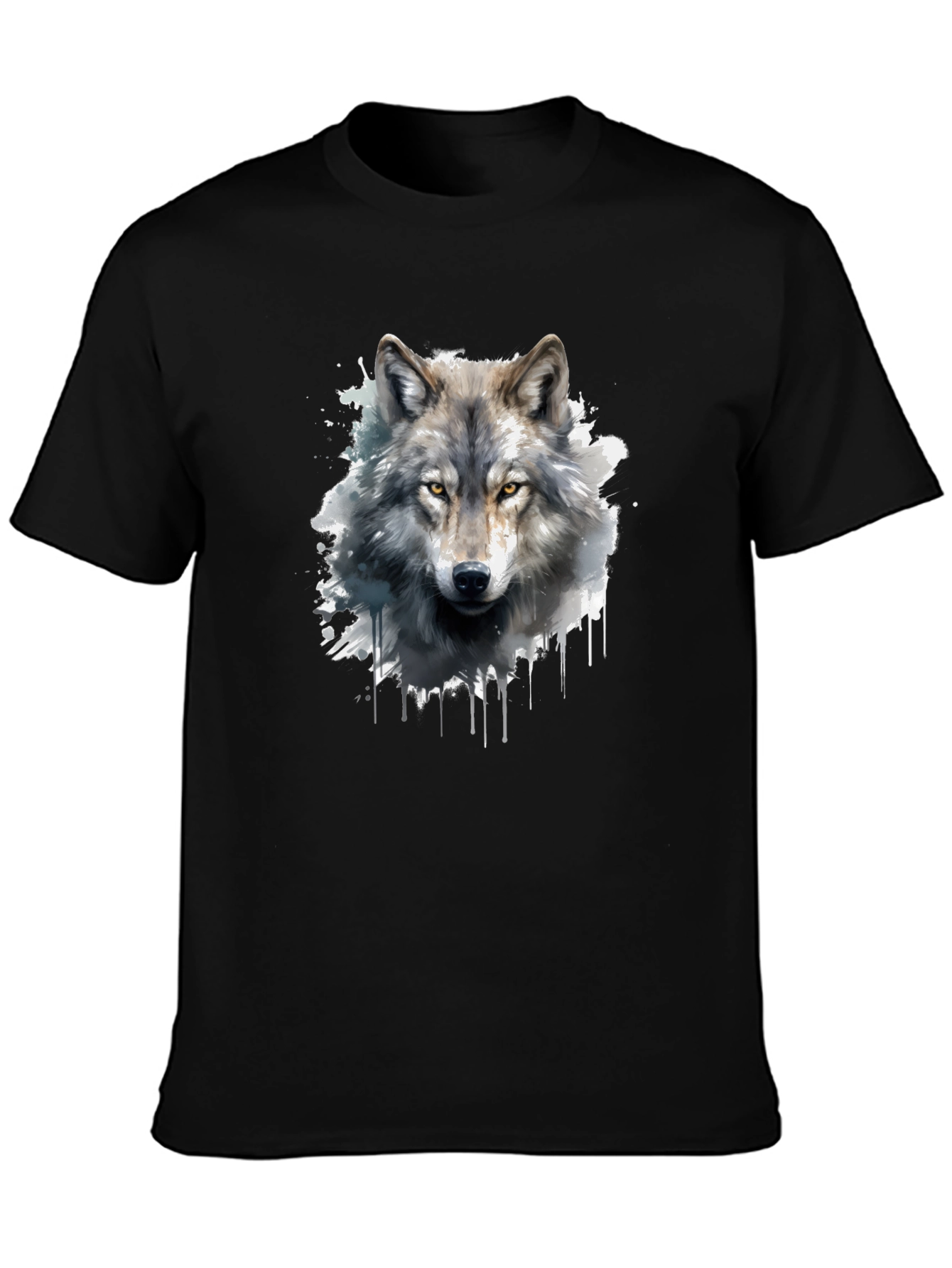 Wolf Graphic Print Black T-Shirt