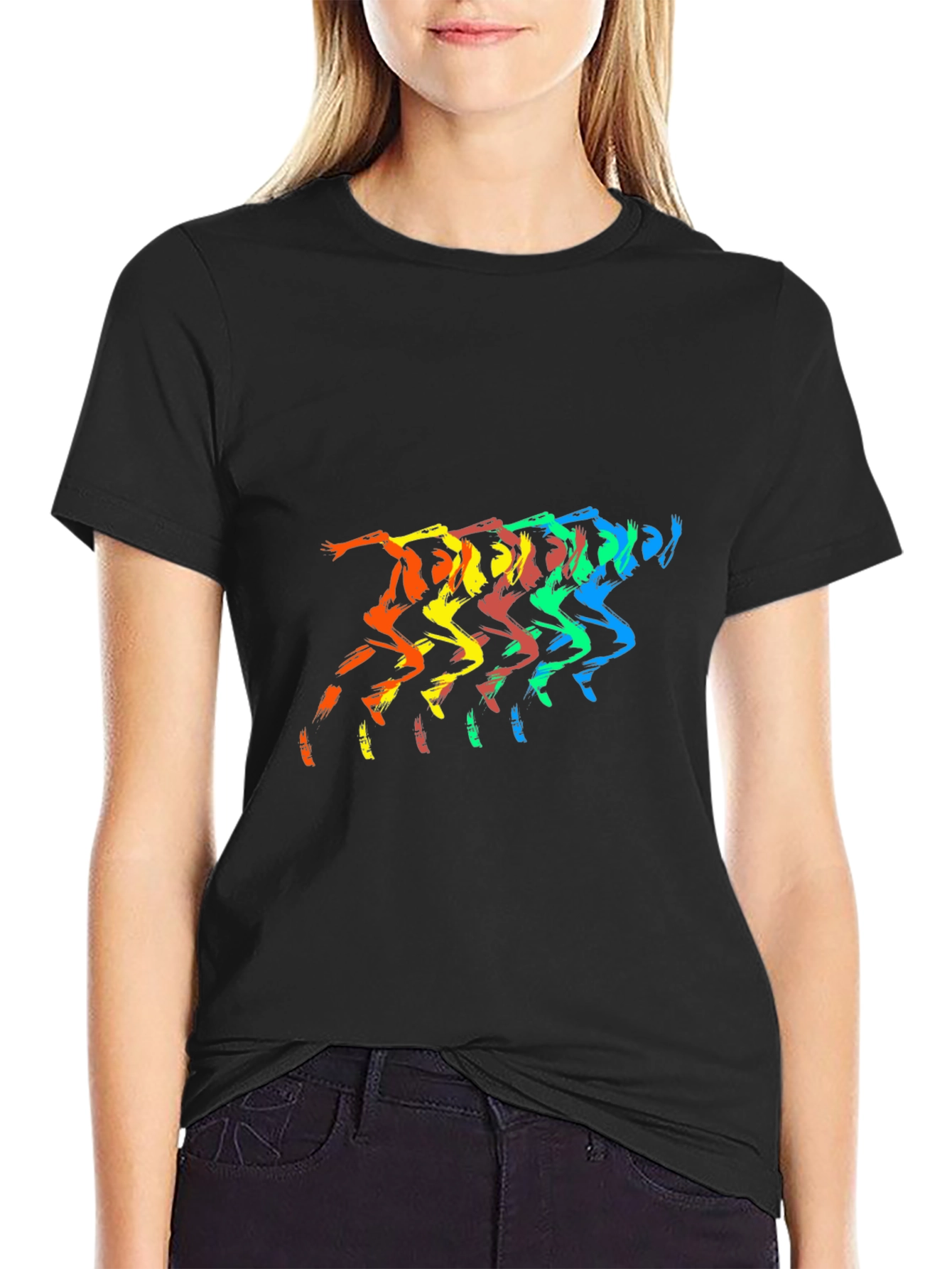 Rainbow Runner Black T-Shirt - Mens