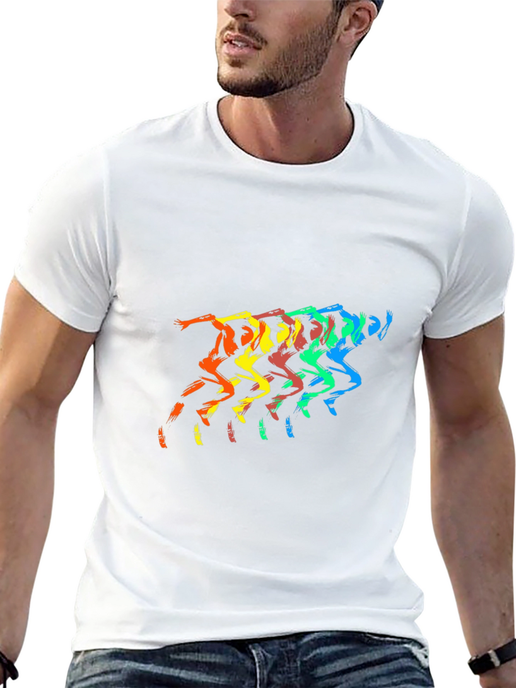 Rainbow Runner Black T-Shirt - Mens