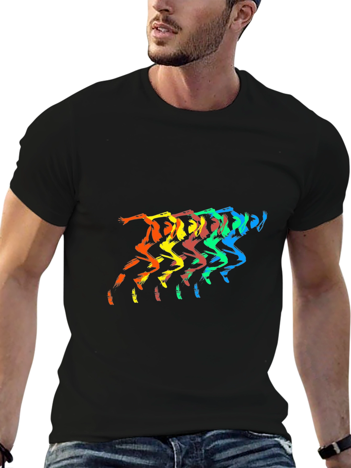 Rainbow Runner Black T-Shirt - Mens