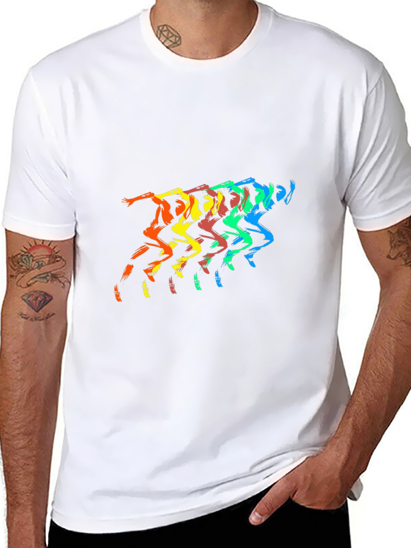 Rainbow Runner Black T-Shirt - Mens