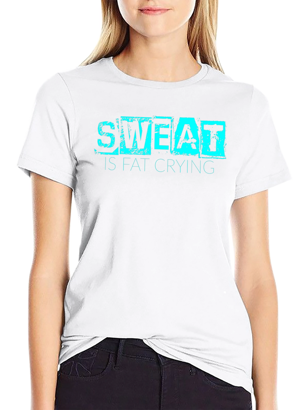 Sweat is Fat Crying Graphic Tee - Black