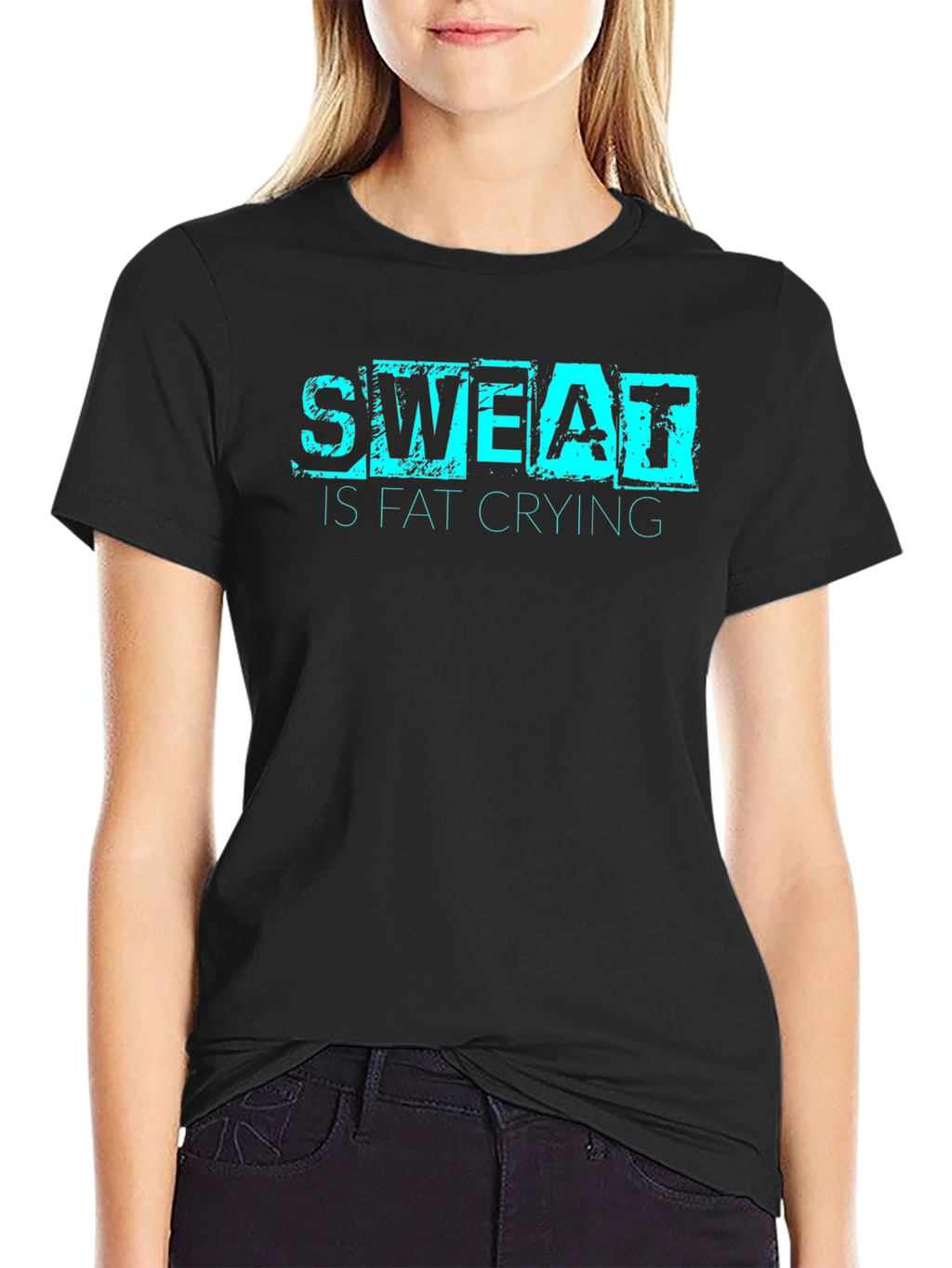 Sweat is Fat Crying Graphic Tee - Black