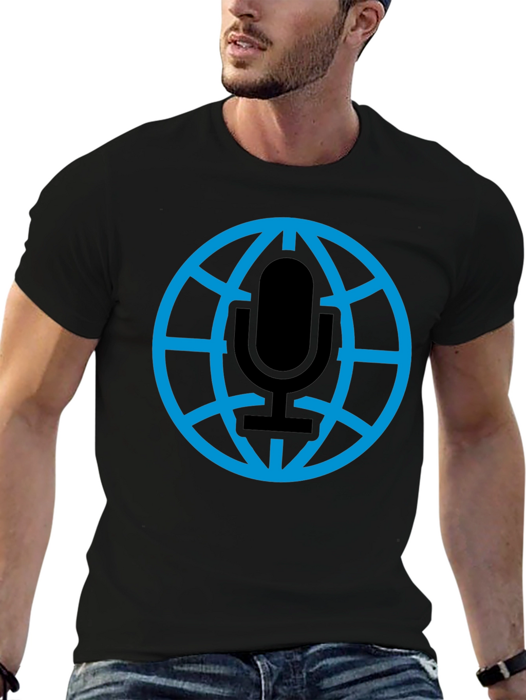 Globe Microphone Graphic Tee - Black