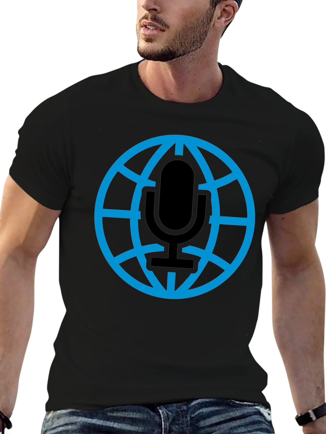 Globe Microphone Graphic Tee - Black