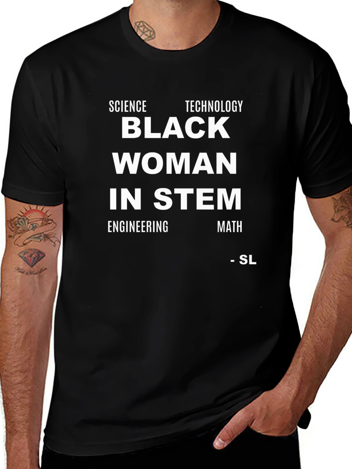 Black Woman in STEM T-Shirt - Science Tech Engineering & Math