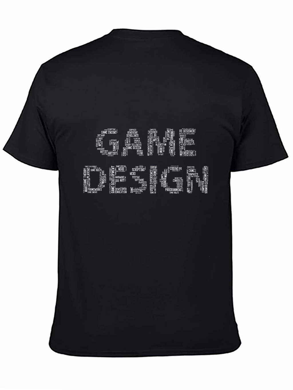 Game Design Word Art Black T-Shirt