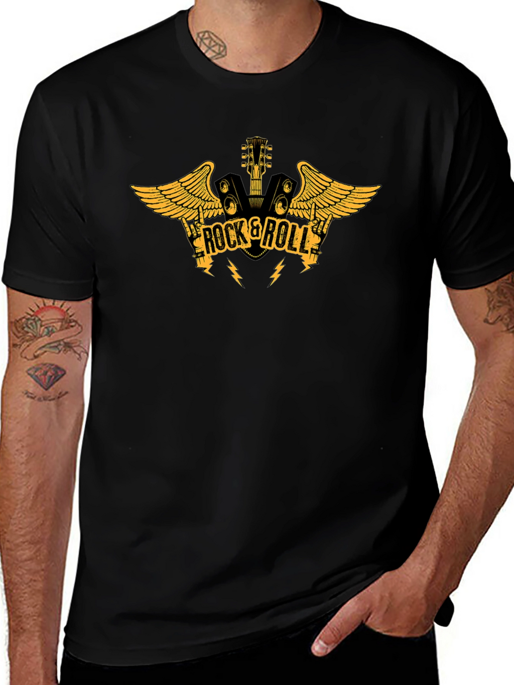 Rock & Roll Guitar Graphic Black T-Shirt