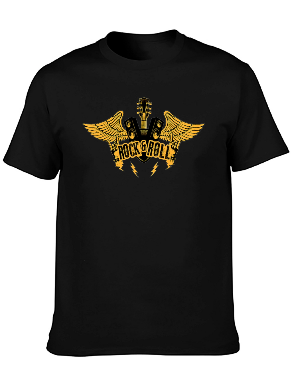 Rock & Roll Guitar Graphic Black T-Shirt
