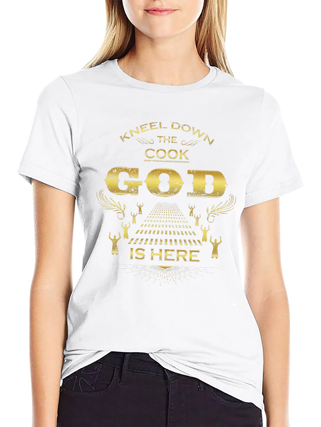 Kneel Down The Cook God Is Here Black T-Shirt