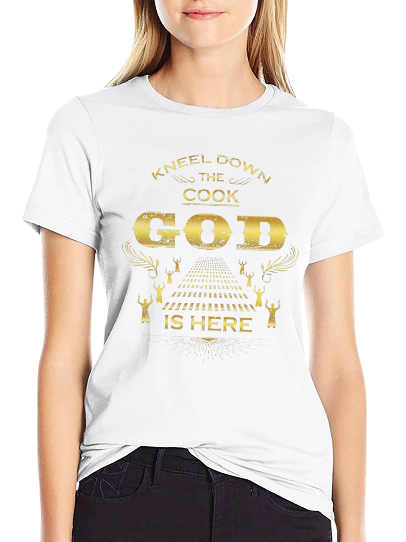 Kneel Down The Cook God Is Here Black T-Shirt