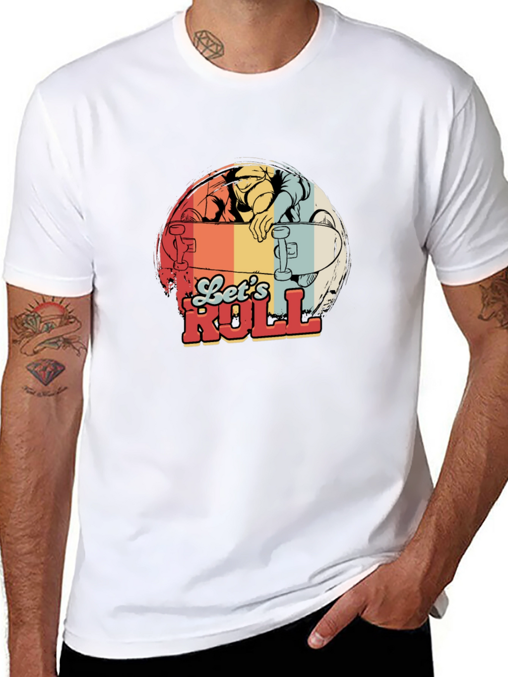 Lets Roll Skateboard Graphic T-Shirt