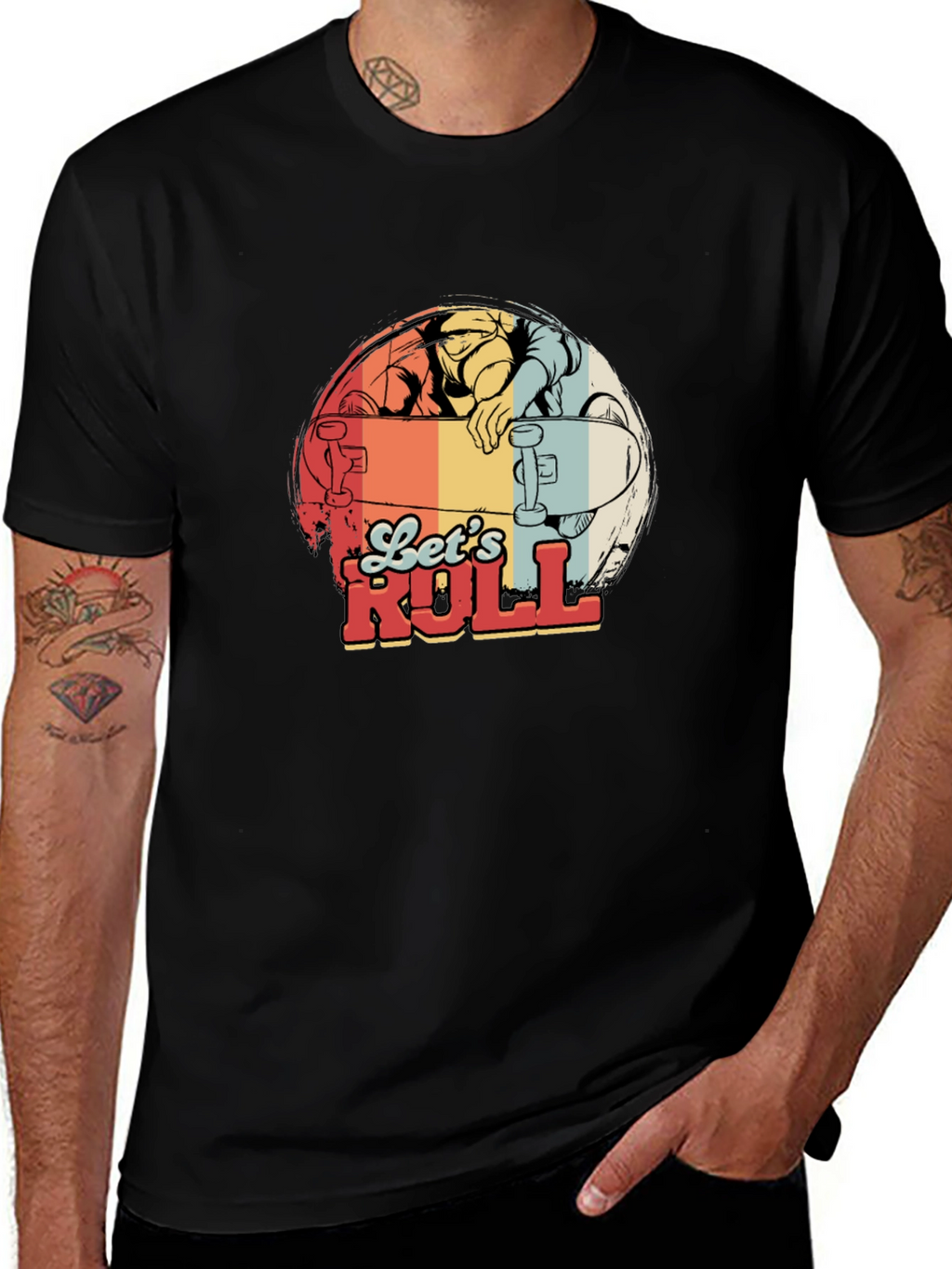 Lets Roll Skateboard Graphic T-Shirt