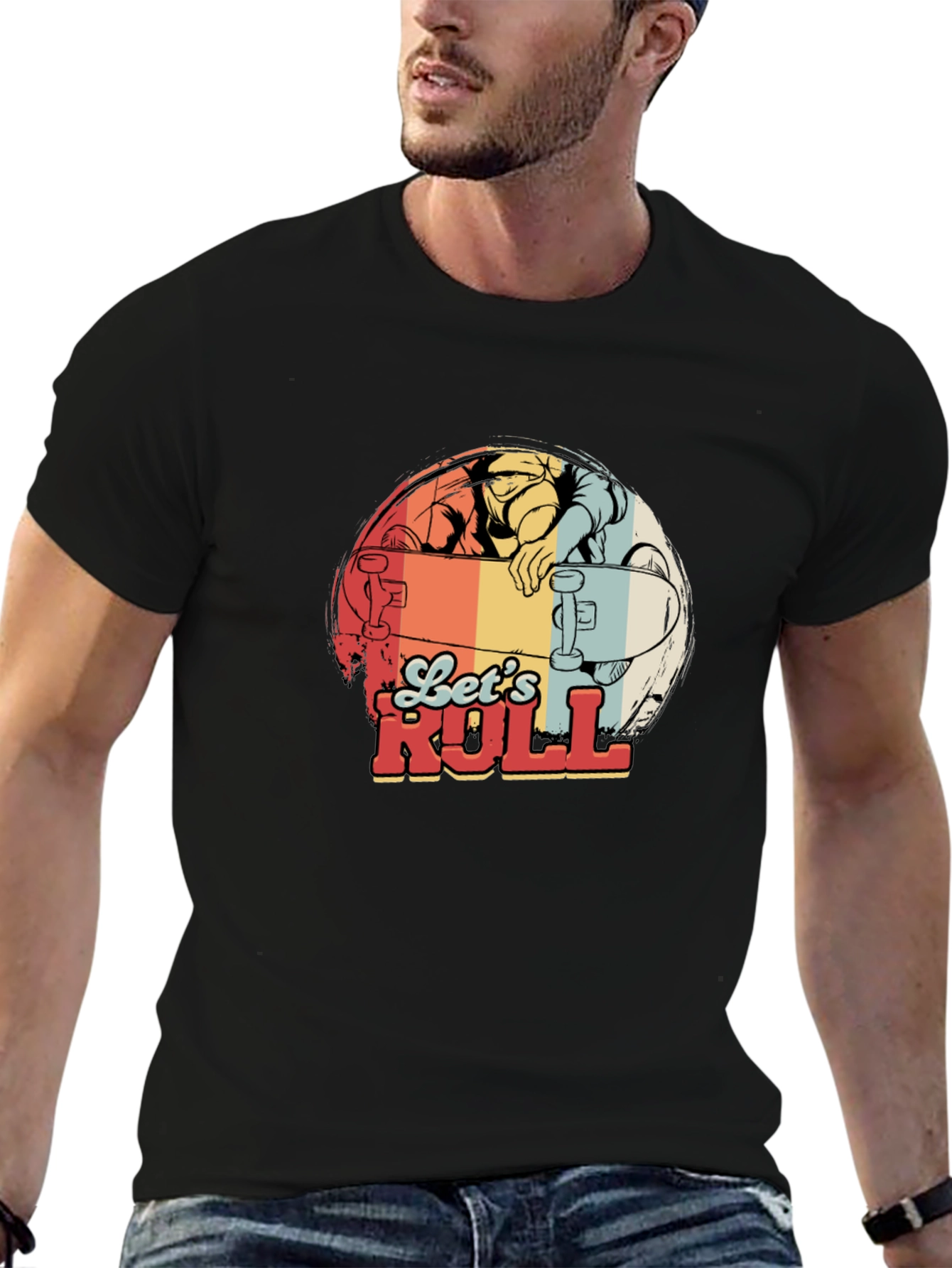 Lets Roll Skateboard Graphic T-Shirt