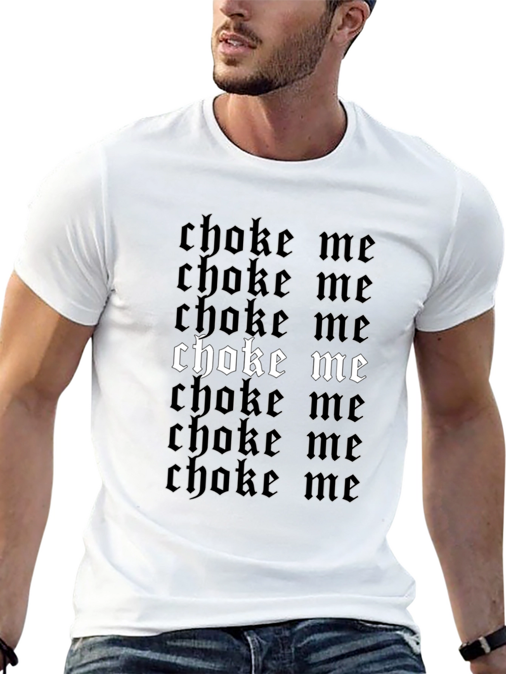 Choke Me Graphic Print Black T-Shirt