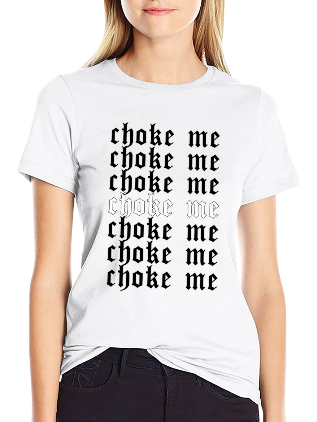 Choke Me Graphic Print Black T-Shirt