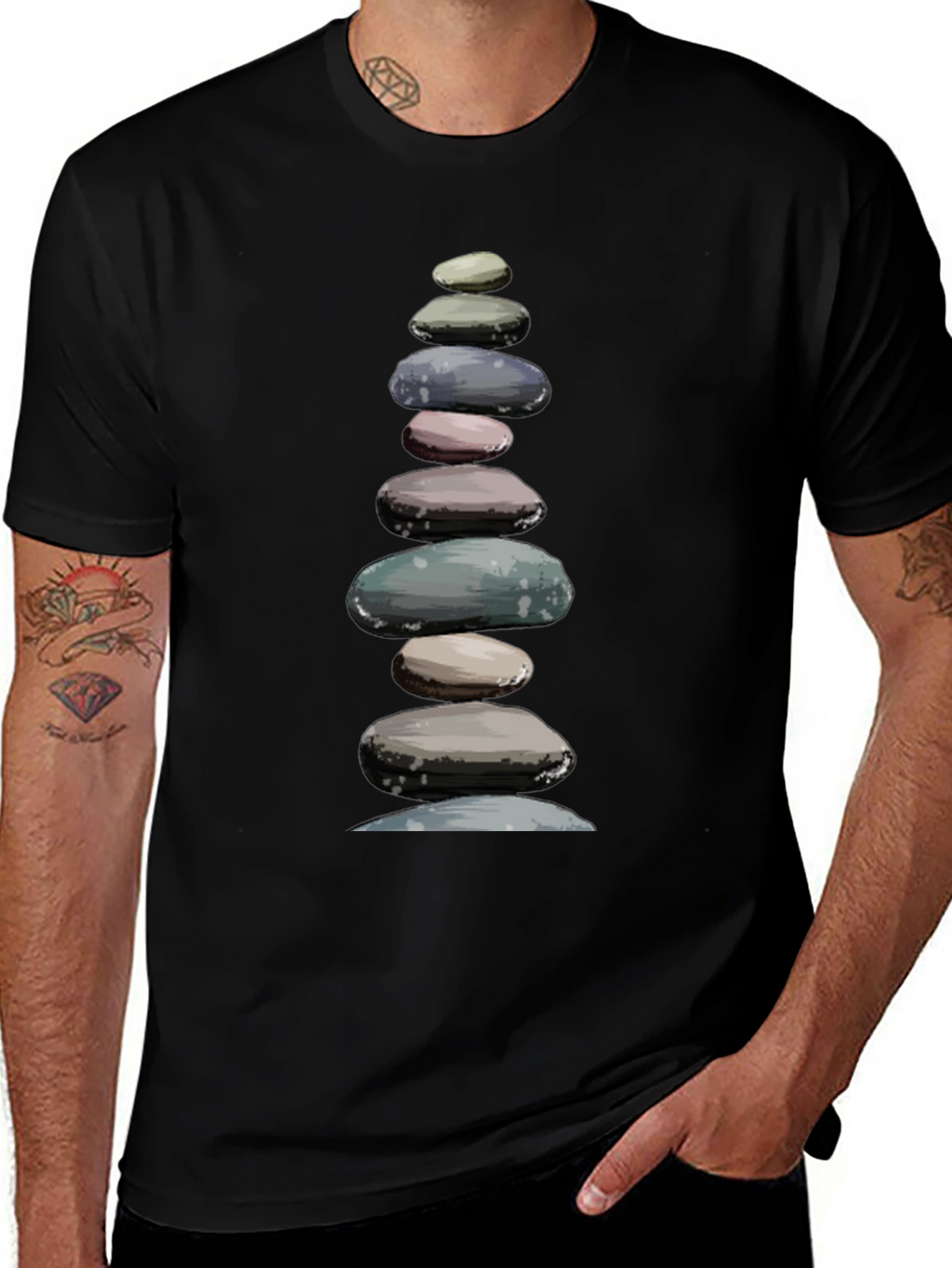 Stacked Stones T-Shirt - Zen Balance Design