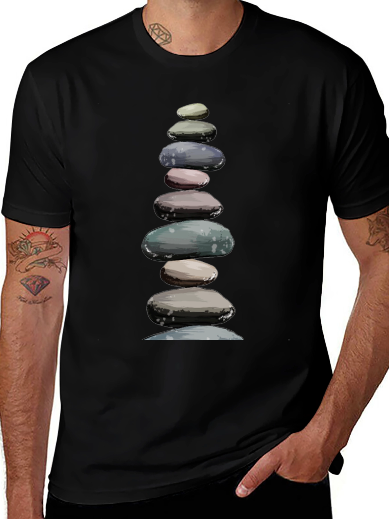 Stacked Stones T-Shirt - Zen Balance Design