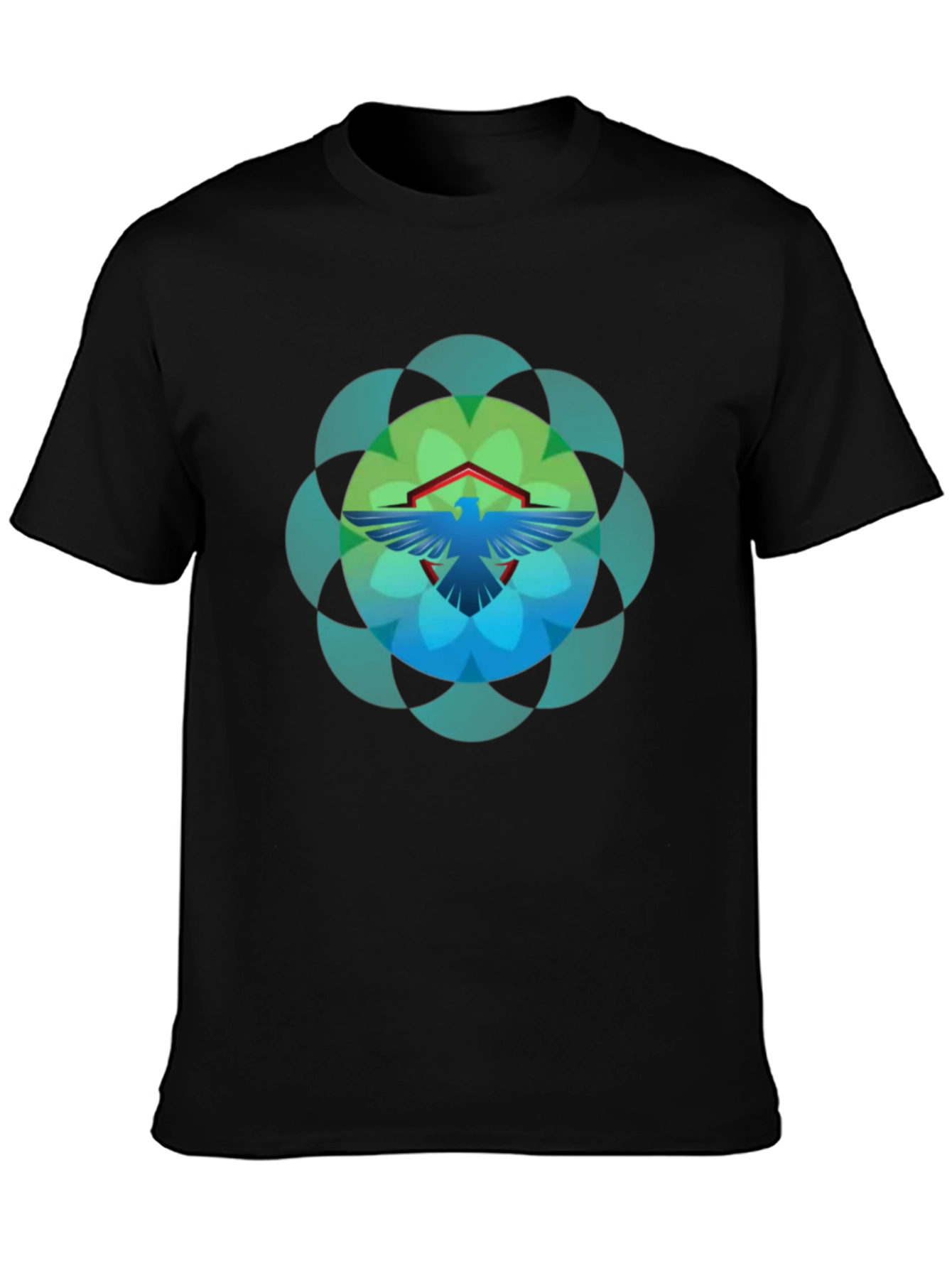 Geometric Bird Graphic T-Shirt - Black