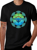 Geometric Bird Graphic T-Shirt - Black