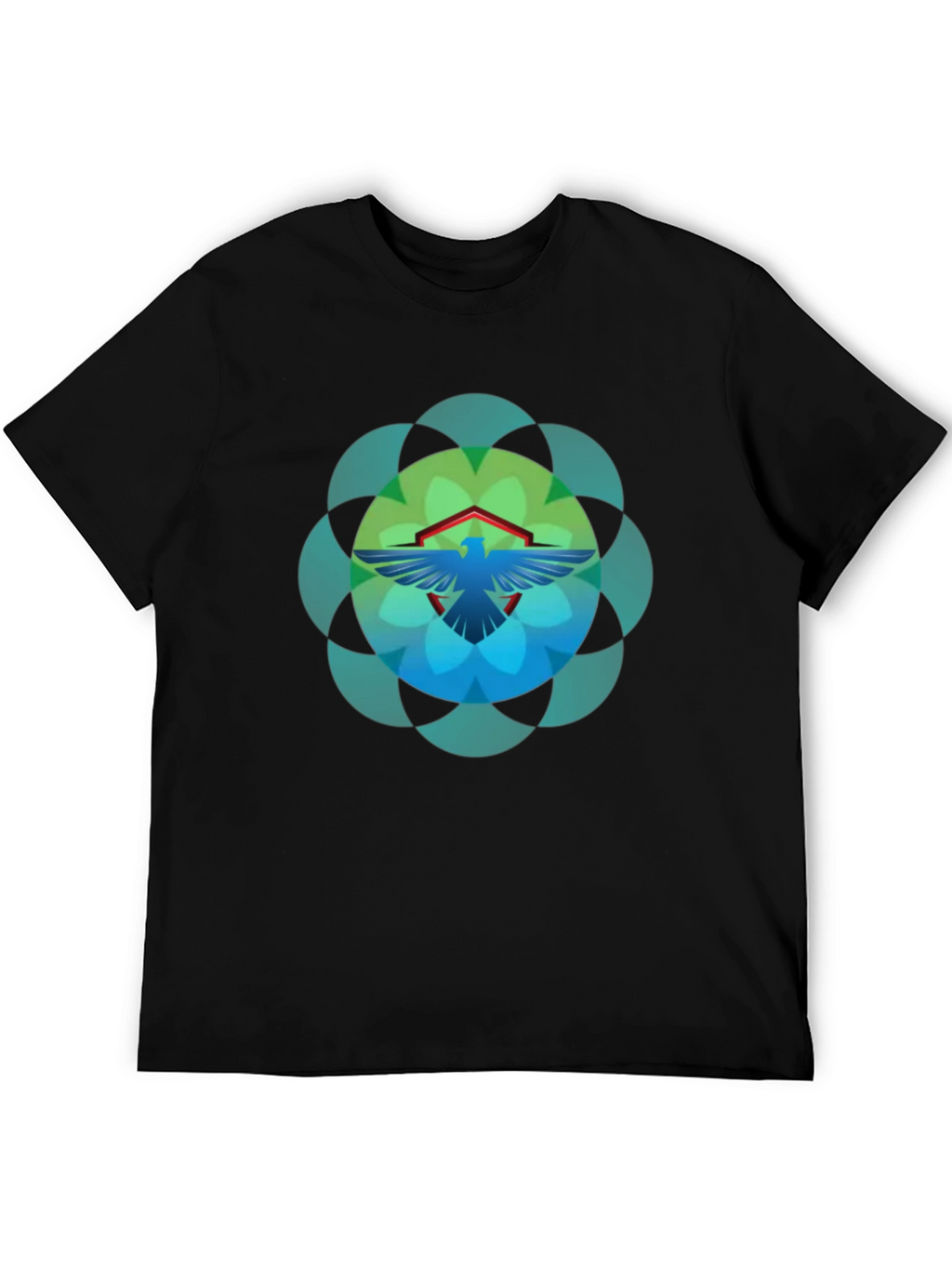 Geometric Bird Graphic T-Shirt - Black