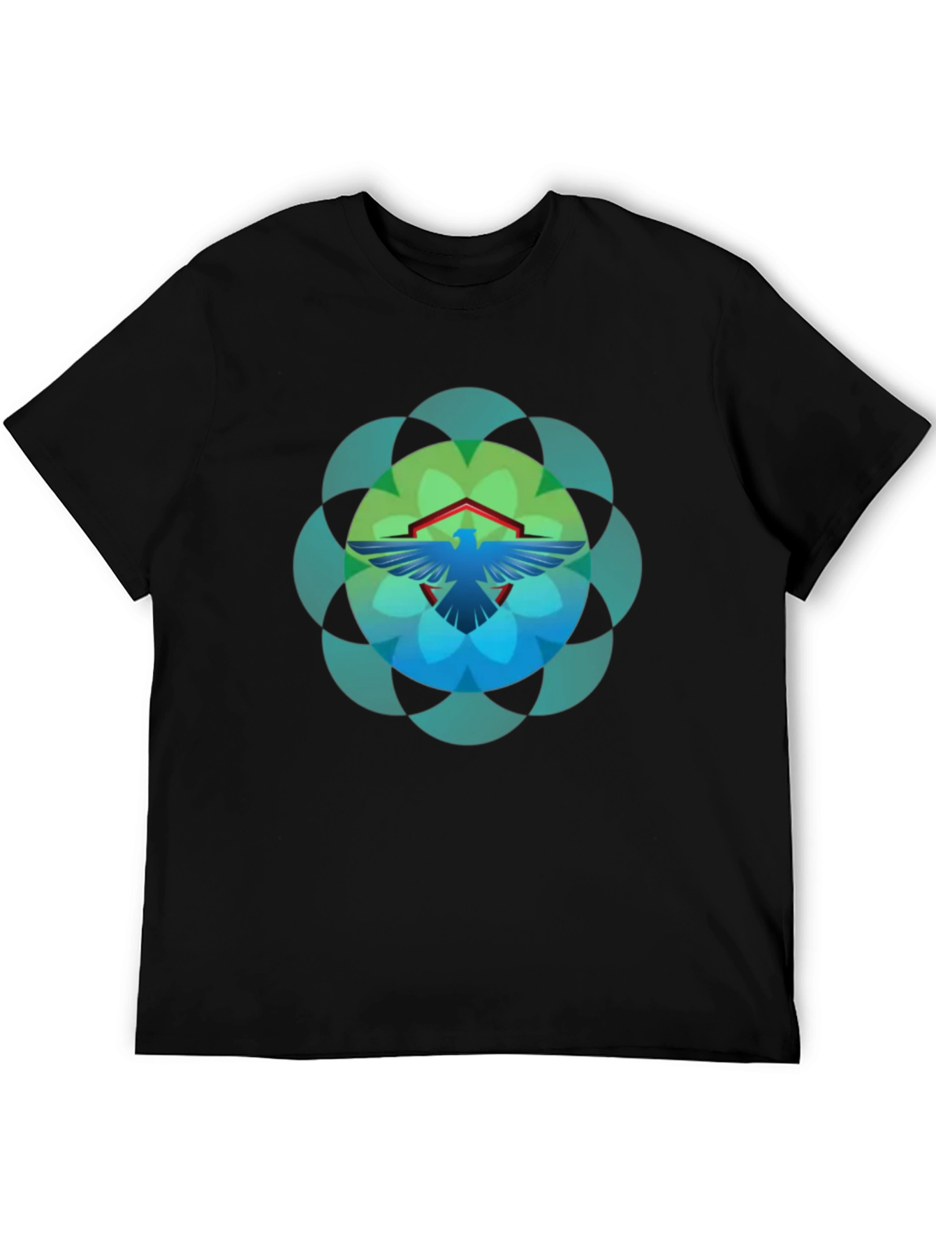 Geometric Bird Graphic T-Shirt - Black
