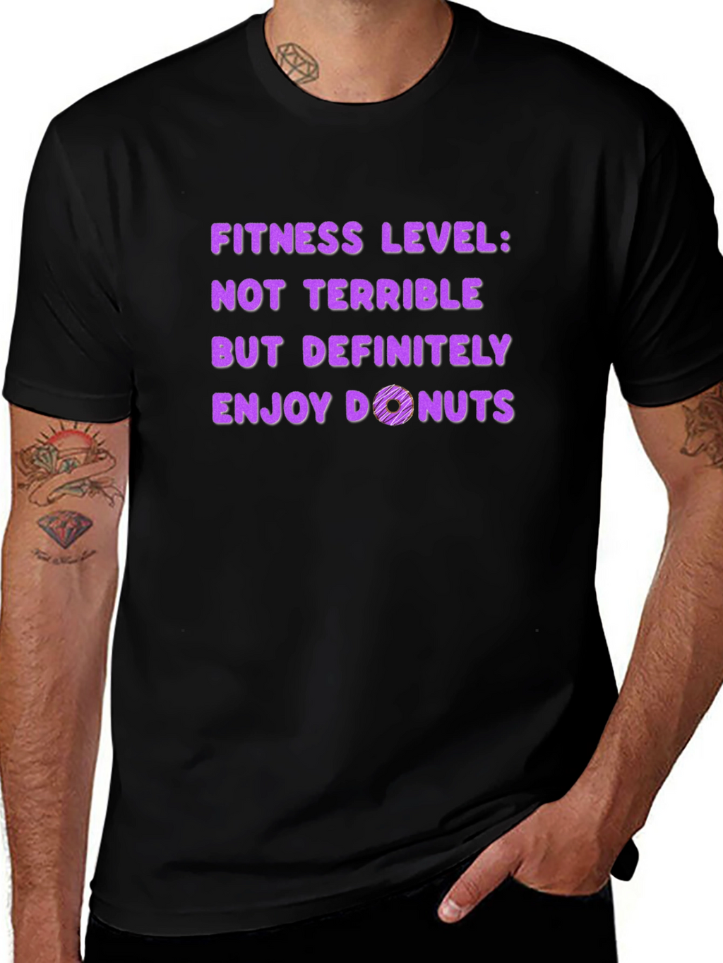 Fitness Level Enjoy Donuts T-Shirt Funny Workout Tee