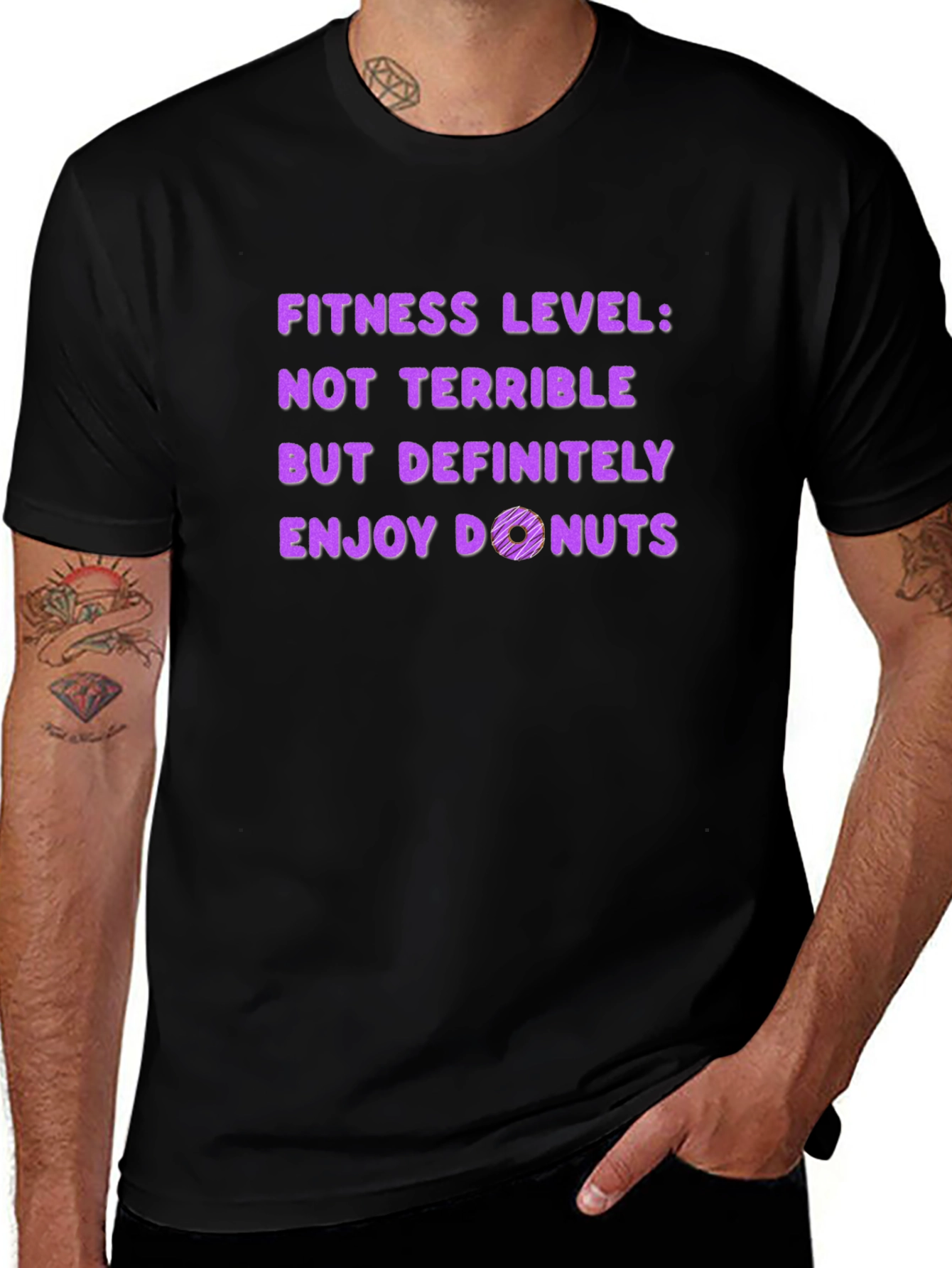 Fitness Level Enjoy Donuts T-Shirt Funny Workout Tee