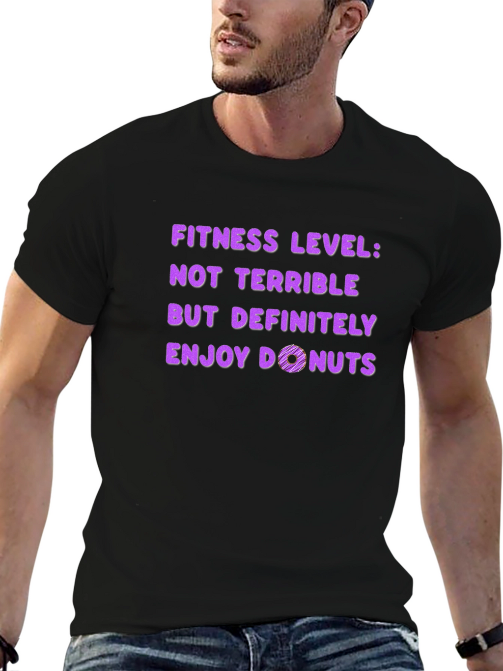 Fitness Level Enjoy Donuts T-Shirt Funny Workout Tee