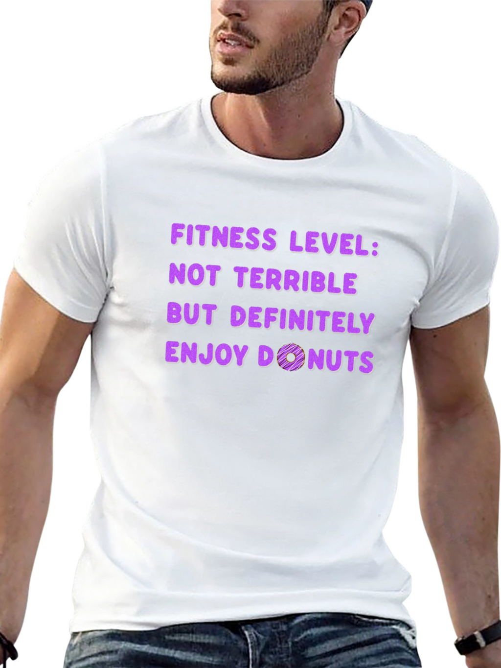 Fitness Level Enjoy Donuts T-Shirt Funny Workout Tee